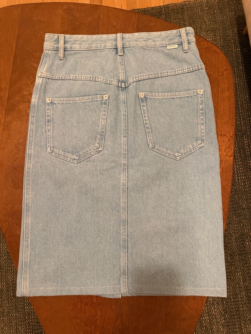 Isabel Marant Etoile Vandy Denim Midi Skirt 38 Button Front High Rise Light Wash - Picture 8 of 10